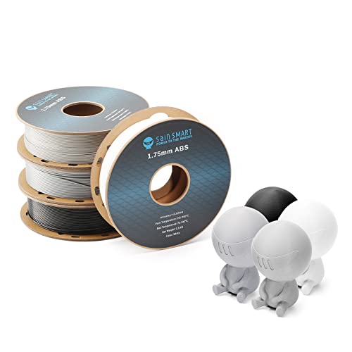 SainSmart ABS Filament 1.75mm, ABS 3D Drucker Filament Bündel, Maßgenauigkeit +/- 0.02 mm, 500g x 4 Pack - Schwarz, Weiß, Grau, Silber