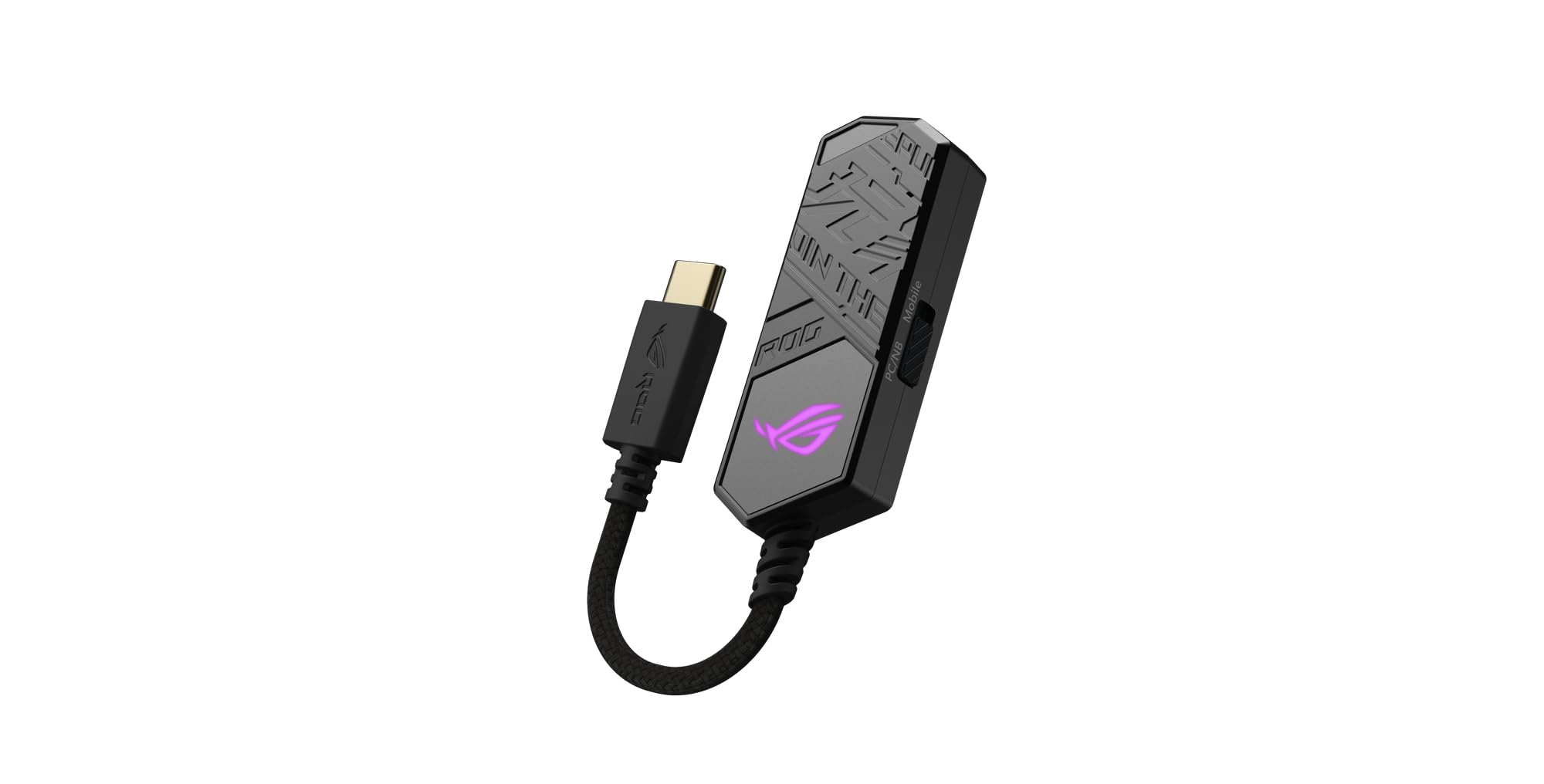 ROG Clavis USB-C to 3.5 mm Gaming DAC with AI Noise-Canceling Mic, MQA Rendering tech, ESS 9281 Quad DAC, Audio Amplifier and Aura Sync. ROG Clavis is Compatible with PCs, Mobile Devices and laptops