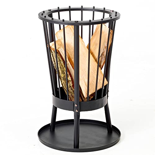 Barbecook Feuerkorb für Holzfeuer, gartendeko aus Stahl, rund, Schwarz, 42.5x42.5x63cm