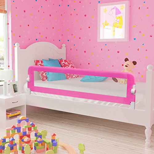 Kinder Bettschutzgitter, Bettgitter Rausfallschutz beim Schlafen Klappbar passend für Baby-Kinder-Eltern-Bette (150x42cm, Rosa)
