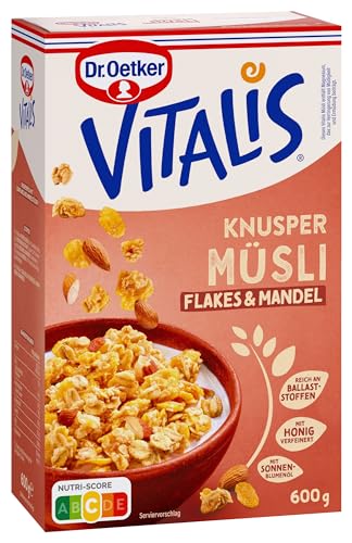 Dr. Oetker Vitalis Knusper Flakes: Knuspermüsli mit Cornflakes und Mandelstücken, 5er Packung, (5 x 600g)