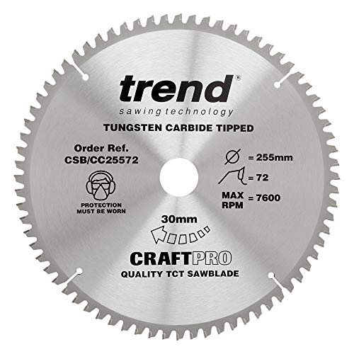 Trend Craft Pro Sägeblatt – 255 mm Durchmesser 30 mm Bohrung 72 Zähne TCT