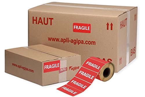 APLI 102127 500 Etiketten Fragile, 50 x 100 mm