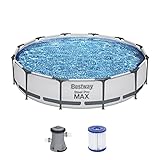 Bestway Steel Pro MAX Frame Pool-Set mit Filterpumpe Ø 366 x 76 cm, lichtgrau, rund