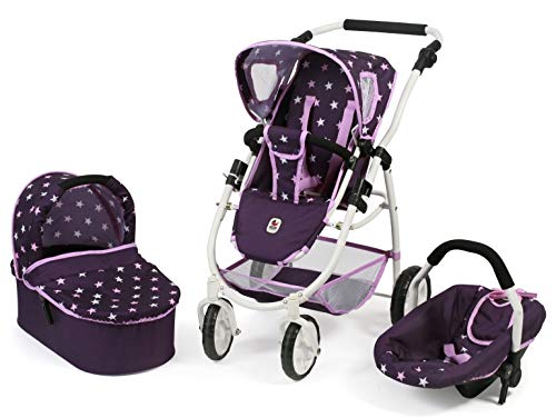 Bayer Chic 2000 637-71 Kombi-Puppenwagen Emotion 3in1 All In, Stars lila
