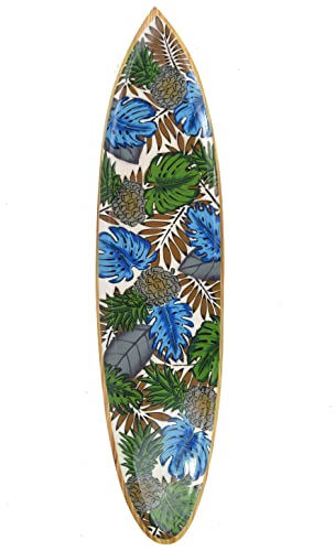 Deko Surfboard 100cm mit Urwald Blätter Ananas Motiv Dekoration zum Aufhängen