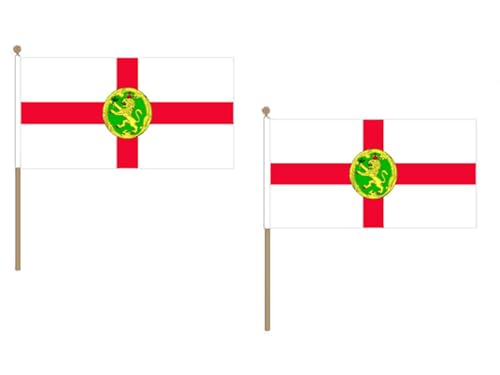 AZ FLAG STOCKFLAGGE Alderney 45x30cm mit holzmast - 10 stück Alderney STOCKFAHNE 30 x 45 cm - flaggen