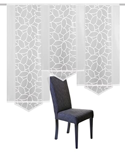 Home Fashion Schiebevorhang Jacquard Set, Stoff, weiß, 160 x 57 cm, 3-Einheiten