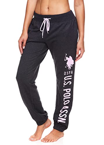 U.S. Polo Assn.. Womens Printed French Terry Boyfriend Jogger Sweatpants Dark Charcoal Heather X-Large