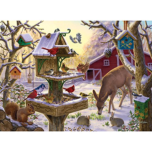 Bits and Pieces 500 Stück Puzzle für Erwachsene Sonnenaufgang Feasting 500 Pc Tiere, Winter-Szene Jigsaw durch Künstler Liz Goodrick-Dillon