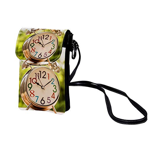 Yuzheng Réveil mignon Hochwertige Leder-Kartentasche Tragbare Geldbörse Leichte Umhängetasche Brieftasche für Frauen, Männer, Kinder