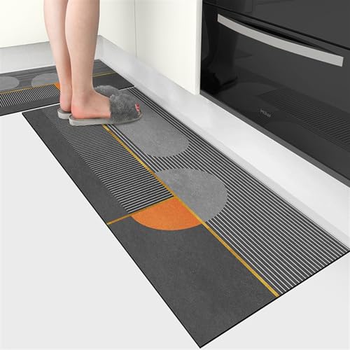 Moderner Geometrischer Teppich For Die Küche, Küchenmatten, Küchenbodenmatte, 2er-Set, Rutschfeste Küchenmatten, Wasserdicht (Color : A3, Size : 40 * 60cm+40 * 120cm)