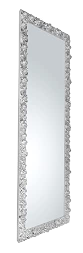 MO.WA Wandspiegel Klassisch Silber mit hochwertigem verziertem Holzrahmen cm. 62x162 Blattsilber. Hergestellt in der EU.
