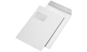 MAILmedia Versandtasche C4 haftklebend, mit Fenster, weiß
