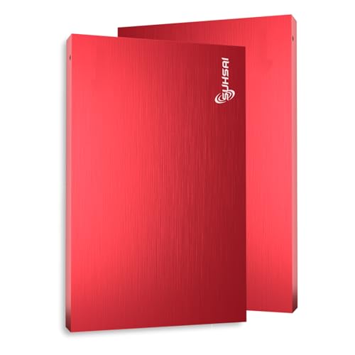SUHSAI Externe Festplatte, 100 GB, USB 2.0, tragbarer Festplattenspeicher und Speichererweiterung, HDD, Backup-Festplatte für Laptop, Computer, MacBook und Desktop, Rot