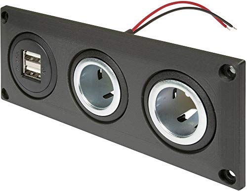 ProCar Einbausteckdose mit USB-A Doppelsteckdose + 2 Powersteckdosen Belastbarkeit Strom max.=20A
