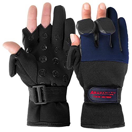 Angelhandschuhe Fishing Gloves Neopren Handschuhe Angeln Navy/Schwarz S