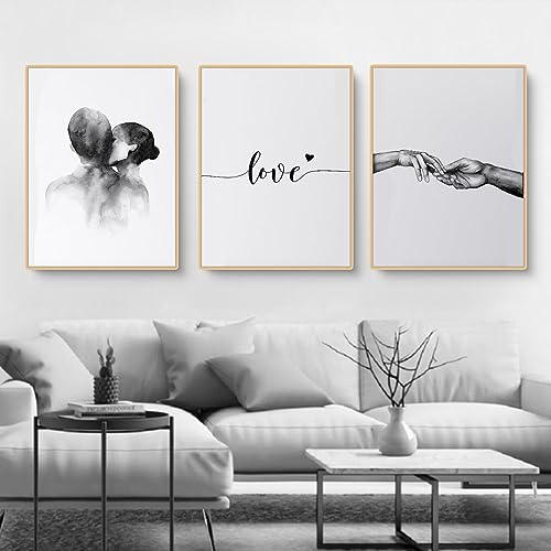 EXQUILEG Premium Poster Set, 3er Bilder Set, Love, Stilvolle Home Deko Für Schlafzimmer Und Wohnzimmer | Einfach Moderne Kunst | Gemaltes Bild, Ohne Bilderrahmen (50 * 70cm)