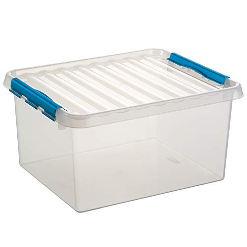 6x SUNWARE Q-Line Box - 36 Liter - 500 x 400 x 260mm - transparent/blau