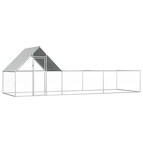 Freilaufgehege, Tierlaufstall mit Sonnenschutz, Kleintierstall, Hühnerstall mit Einem Wasserfesten Dach, Abschließbare Tür mit Riegeln, 6 x 2 x 2 m Verzinkter Stahl
