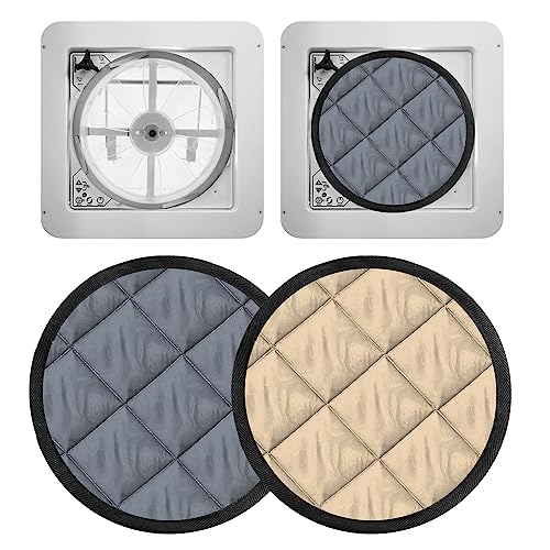 Tumundo ISOCAMP® Magnet Thermomatte für Dachhaube Maxxfan Deluxe Fensterisolation Isolierend Wärmeschutzvorhänge Verdunklung, Farbe:beige/schwarz