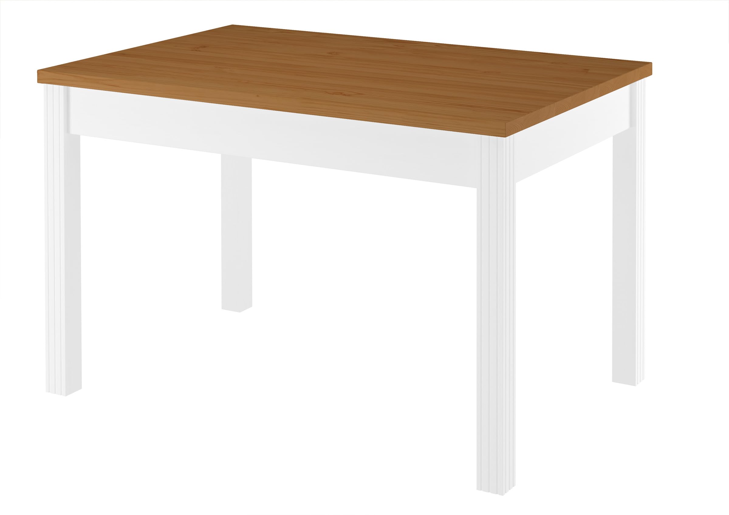 Erst-Holz Zweifarbiger Tisch 80x120 Esstisch Tischplatte Eichefarben weiße Beine Massivholz 90.70-51CE