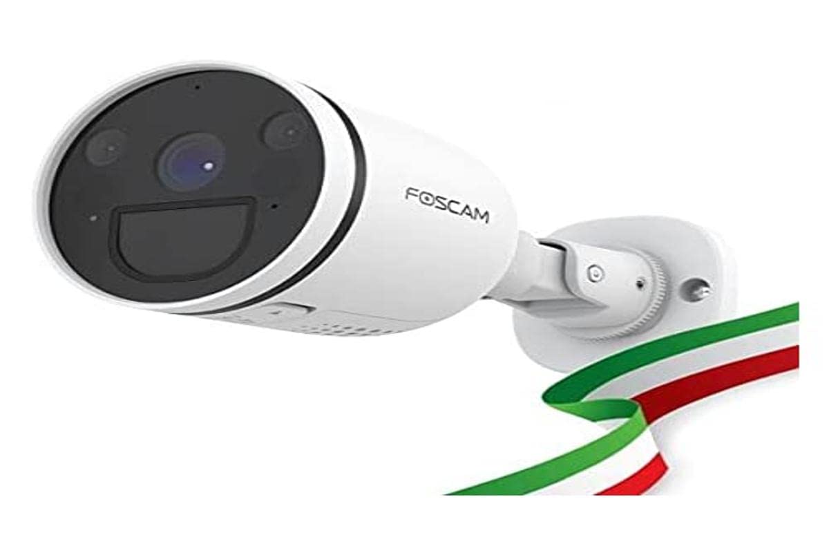 FOSCAM S41 Ip WiFi Dual Bullet Kamera mit integriertem LED-Scheinwerfer 4 Megapixel WiFi Dual 2.4/5Ghz HD 2K Nachtsicht, Bewegungserkennung und Alarm