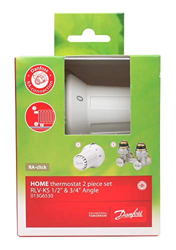 Danfoss Home Thermostat 2 Piece Set 3/4" Angle RAS-C + RLV-KS 1/2 Zoll Winkel 013G6530