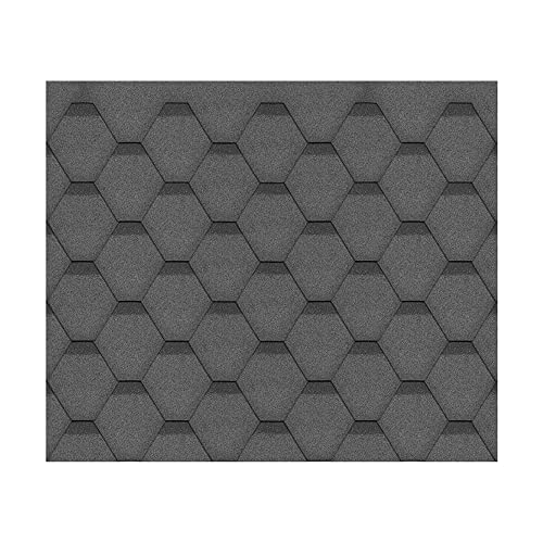 TIMBELA Bitumenschindeln-Set Hexagonal Rock H343BLACK, Schwarz Bitumen-Dacheindeckung M343 für Gartenhaus