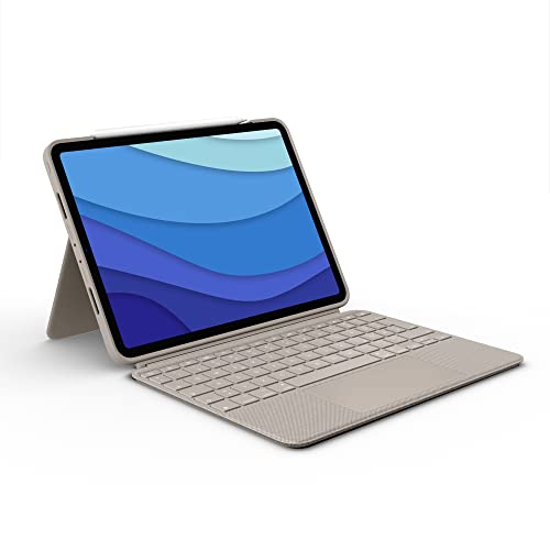 Logitech Combo Touch iPad Pro 11 Zoll (1., 2., 3. Gen - 2018, 2020, 2021) Keyboard Case - Abnehmbare Tastatur-Case - Click-Anywhere Trackpad, Smart Connector - Deutsches QWERTZ-Layout - Sandfarbe