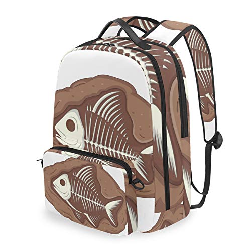Rucksack mit abnehmbarer Kreuztasche Set Fisch Fossil Computer Rucksäcke Büchertasche für Reisen Wandern Camping Tagesrucksack, Muster, L