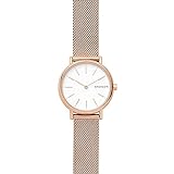 Skagen Signatur Uhr für Damen, Quarzwerk mit Edelstahl- oder Lederarmband, Roségoldton und Weiß, 30MM