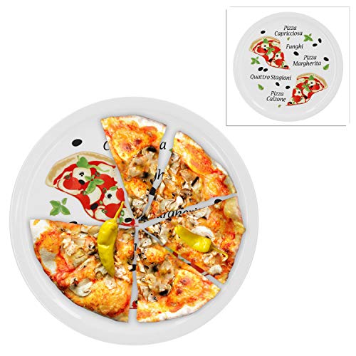2er Set Pizzateller Margherita groß - 30,5cm Porzellan Teller mit schönem Motiv - für Pizza / Pasta, den 'großen Hunger' oder zum Anrichten geeignet