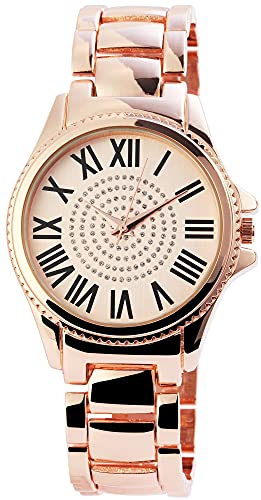 Excellanc Damen-Uhr Metall Gliederarmband Faltschließe Analog Quarz 1800118 (roségoldfarbig)