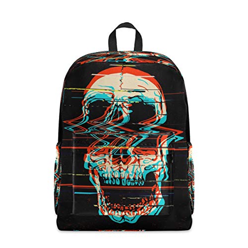 Lässiger Rucksack für Damen und Herren – Glitch Skull Anti-Diebstahl-Rucksack, Reise, Schultasche, College, Tagesrucksack, Business-Tagesrucksack, Muster