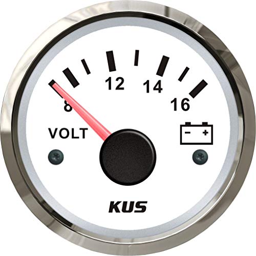 KUS Waterproof Voltmeter Voltage Gauge 12V / 8-16V 52MM (2 ") mit Hintergrundbeleuchtung (Weiß)