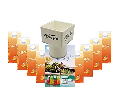 Capital BraTee 8er Set Eistee Pfirsich Peach 750ml Ice tea + Gratis Getränkehalter + Autogrammkarte - Der Klassiker unter den Eistees: Pfirsichgeschmack