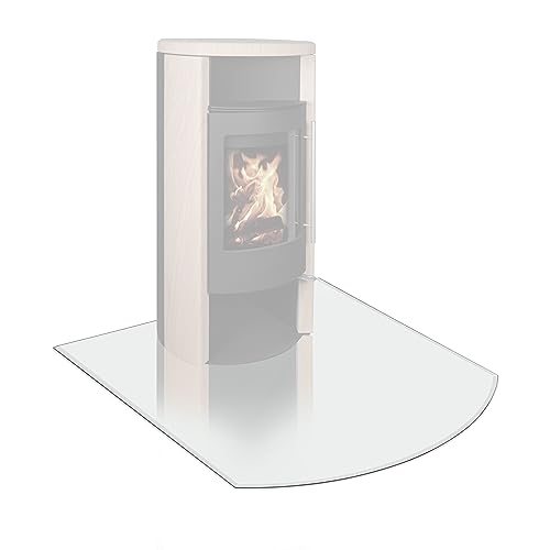 Glasplatte Segmentbogen für Kaminofen 120 x 100 x 0,8 cm - Funkenschutzplatte Bodenplatte aus Glas
