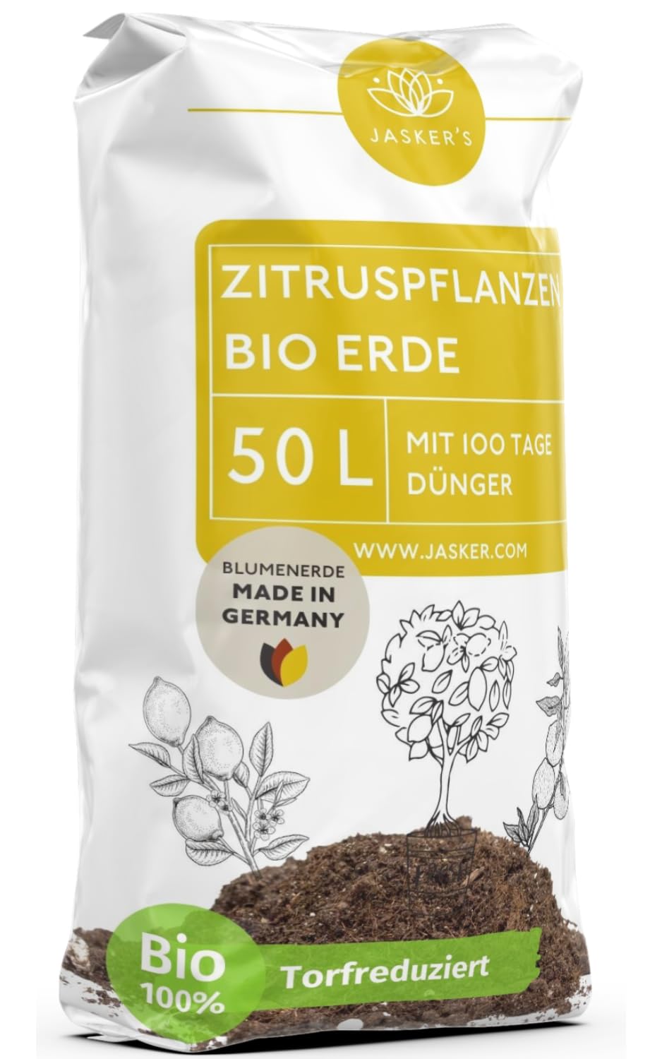 Bio Zitruserde 50 L mit Dünger - Mediterrane Pflanzenerde - 100% natürliche Rohstoffe - torfreduzierte Blumenerde & optimale Nährstoffversorgung für leckere Zitronen - Zitruspflanzenerde
