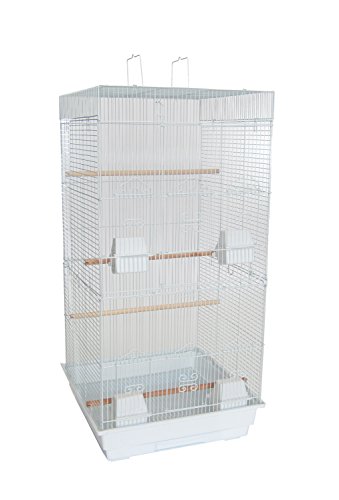 YML A6924 3/8" Bar Spacing Tall Flat Top Small Bird Cage, White, 18" x 18"