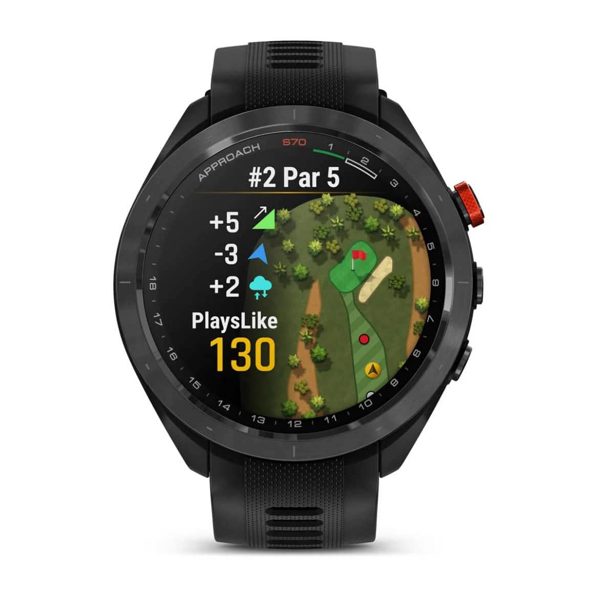 Garmin Approach S70 Smartwatch mit Silikonband, 47 mm Gehäuse, Schwarz, Schwarz