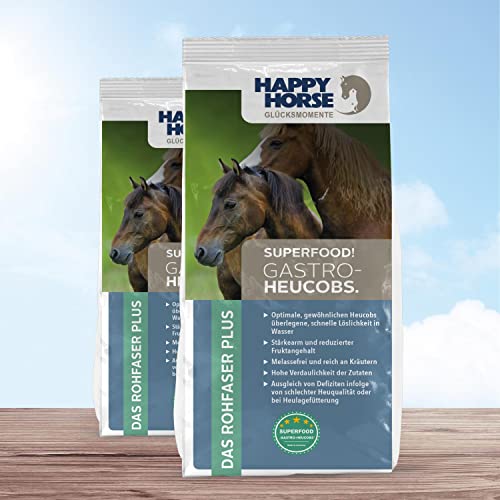 HAPPY HORSE Gastro Heucobs 2 x 14kg - Hochwertige Heucobs mit super schneller Einweichzeit - Ideal als Alternative oder zur Aufwertung des Grundfutters - Melassefrei, Stärkearm und reich an Kräutern