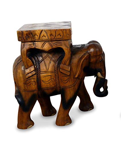 livasia Holzelefantenhocker/Elefantenpodest, Höhe: 42cm, Hocker aus Holz, Holzelefanten, Asiatischer Deko Elefanten Holzhocker aus reinem Massivholz in Handarbeit angefertigt