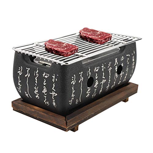 JULYKAI Japanischer Grill | Rechteckiger Holzkohleofen der japanischen Küche | Japanischer Yakiniku Grill für Robata, Yakitori, Takoyaki und BBQ