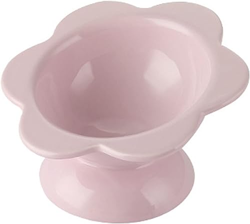 Suppenschüssel, Reisschüssel, Frühstücksschüssel, blumenförmige Katzennäpfe, erhöht geneigt, verstellbare Katzennäpfe for Schutz der Wirbelsäule, schnurrhaarfreundliche Schüssel-Rosa-1 (Color : Viole