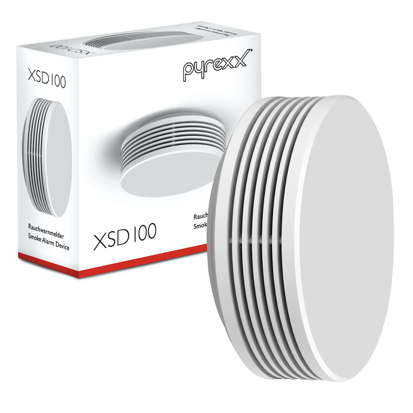 Pyrexx XSD100 Rauchwarnmelder 12 Jahre Batterie mit Magnet-Halterung ohne Bohren und LED-Blinken, Zertifiziert nach Q-Label, Weiß, 6er Set