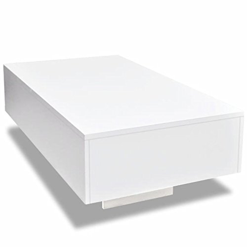 yorten Couchtisch Wohnzimmertisch Tisch Sofatisch Rechteckige Hochglanz Weiß 85 x 55 x 31 cm (L x B x H) MDF