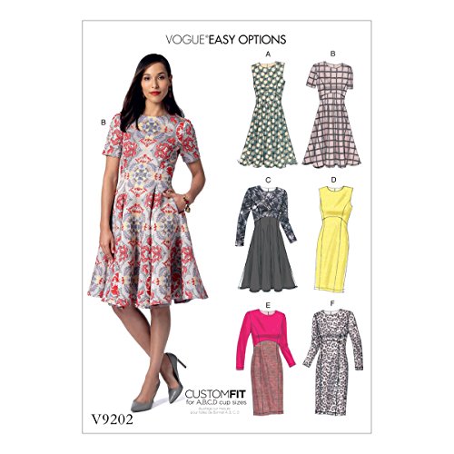 Vogue Mustern 9202 A5 Misses Kleid, Tissue, Mehrfarbig, Größen 6–14