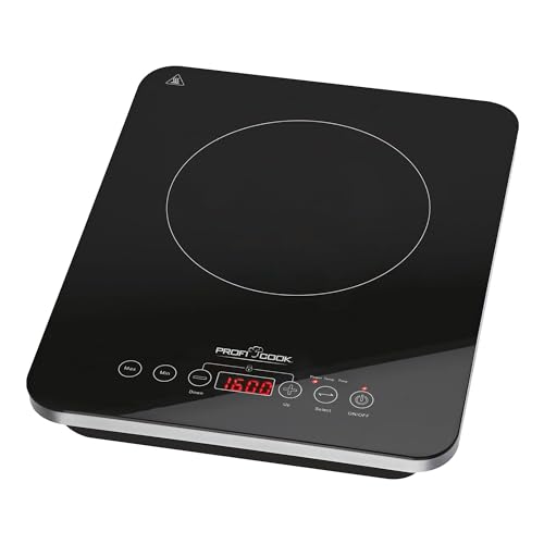 ProfiCook PC-EKI 1062 Induktions-Einzelkochplatte, automatische Topferkennung, elektronisches Sensor Touch-Bedienfeld mit Display, 180 Minuten-Timer, Kindersicherung