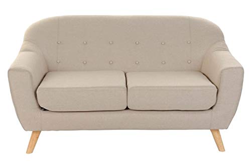 DRW 2-Sitzer-Sofa aus Polyester und Holz in Beige, 147 x 82 x 82 cm
